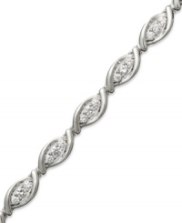 High style, with a twist. With round-cut diamonds (2 ct. t.w.) adding a lustrous touch, this three-stone bracelet speaks to your elegant side. Set in 10k white gold. Approximate length: 7-1/4 inches.