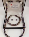 Macy's Sterling Silver Cultured Black Pearl Necklace, Earring & Bracelet Set