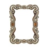 Cast pewter in an antique brass finish with dozens of hand-set Swarovski® crystals, tiger's eye, faux pearls, and a scroll pattern decorative back frame your favorite photos in sparkling style.