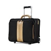 This classically tailored luggage collection offer first class style and luxurious comfort. Features include interior cross straps, overnight packing capacity, front pocket organization and a removable laptop sleeve that accommodates up to a 15.6 laptop.