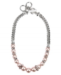 Classic elegance. Givenchy's gorgeous design combines rosy glass pearls and sparkling mauve-tone crystals in a chic twisted collar setting. Crafted in imitation rhodium-plated mixed metal. Approximate length: 16 inches + 2-1/2-inch extender. Classic elegance. Givenchy's gorgeous design combines rosy glass pearls and sparkling mauve-tone crystals in a chic twisted collar setting. Crafted in imitation rhodium-plated mixed metal. Approximate length: 16 inches + 2-1/2-inch extender.