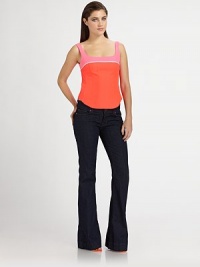 Ultra-fitted and sculptural in a bold, colorblocked palette.ScoopneckWide strapsShaping bodice seamsSide zipperAbout 21 from shoulder to hemPolyesterDry cleanMade in USA of imported fabricModel shown is 5'8½ (174cm) wearing US size 4. Ultra-fitted and sculptural in a bold, colorblocked palette.ScoopneckWide strapsShaping bodice seamsSide zipperAbout 21 from shoulder to hemPolyesterDry cleanMade in USA of imported fabricModel shown is 5'8½ (174cm) wearing US size 4.