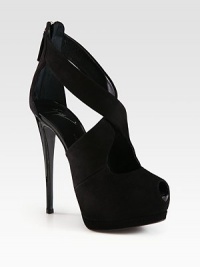 Bands of suede criss-cross forming this platform silhouette with a glossy patent leather heel. Patent leather heel, 6 (150mm)Hidden platform, 1½ (40mm)Compares to a 4½ heel (115mm)Suede upperBack zipLeather lining and solePadded insoleMade in Italy Bands of suede criss-cross forming this platform silhouette with a glossy patent leather heel. Patent leather heel, 6 (150mm)Hidden platform, 1½ (40mm)Compares to a 4½ heel (115mm)Suede upperBack zipLeather lining and solePadded insoleMade in Italy