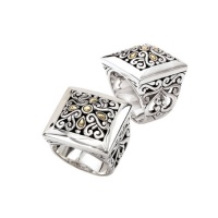 925 Silver Square Celtic Swirl Ring with 18k Gold Accents- Sizes 6-8