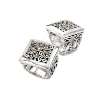 925 Silver Square Celtic Swirl Ring with 18k Gold Accents- Sizes 6-8 925 Silver Square Celtic Swirl Ring with 18k Gold Accents- Sizes 6-8
