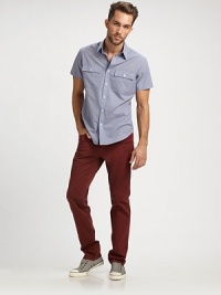 Micro houndstooth pattern defines and modernizes this casual silhouette tailored in a smooth stretch cotton blend.ButtonfrontButtoned-down collarFront patch pockets97% cotton/3% elastaneDry cleanImported Micro houndstooth pattern defines and modernizes this casual silhouette tailored in a smooth stretch cotton blend.ButtonfrontButtoned-down collarFront patch pockets97% cotton/3% elastaneDry cleanImported