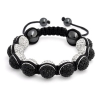 Bling Jewelry Bracelet Inspired by Shamballa Jewels Reversible Black and White Crystal Bead 12mm Bling Jewelry Bracelet Inspired by Shamballa Jewels Reversible Black and White Crystal Bead 12mm