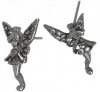 Beautiful Hematite Plated Tinkerbell Inspired Fairy Stud Earrings with Black Austrian Crystals