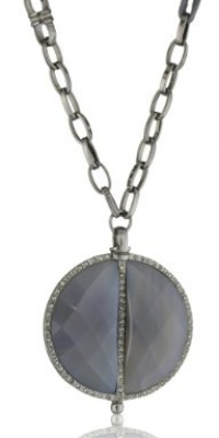 Paige Novick Sliced Medallion In Grey Agate with Swarovski Crystal On Leather Necklace Paige Novick Sliced Medallion In Grey Agate with Swarovski Crystal On Leather Necklace