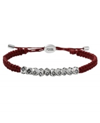 Summer-ready color from Fossil. This playful design features detailed beads with glistening clear crystal accents for a unique take on the classic woven bracelet. An adjustable red braided cotton cord holds it all together. Set in silver tone mixed metal. Approximate diameter: 2-1/2 inches. Summer-ready color from Fossil. This playful design features detailed beads with glistening clear crystal accents for a unique take on the classic woven bracelet. An adjustable red braided cotton cord holds it all together. Set in silver tone mixed metal. Approximate diameter: 2-1/2 inches.