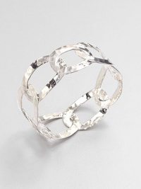 An unique style with hammered sterling silver links in a sleek, flat design. Sterling silverDiameter, about 2.5Slip-on styleImported An unique style with hammered sterling silver links in a sleek, flat design. Sterling silverDiameter, about 2.5Slip-on styleImported