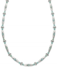 Take on trendy turquoise this season. Lauren by Ralph Lauren's stylish necklace combines turquoise beads with silver tone mixed metal for a chic look. Approximate length: 18 inches + 2-inch extender. Take on trendy turquoise this season. Lauren by Ralph Lauren's stylish necklace combines turquoise beads with silver tone mixed metal for a chic look. Approximate length: 18 inches + 2-inch extender.