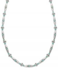 Take on trendy turquoise this season. Lauren by Ralph Lauren's stylish necklace combines turquoise beads with silver tone mixed metal for a chic look. Approximate length: 18 inches + 2-inch extender.