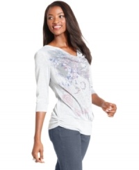 Style&co.'s petite cowlneck tunic hides a seductive surprise: there's a lace inset in back to allow for a well-placed peek of skin! Style&co.'s petite cowlneck tunic hides a seductive surprise: there's a lace inset in back to allow for a well-placed peek of skin!