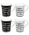 Take note: Konitz Vivaldi Libretto mugs are crafted of black and white porcelain that's easy to clean, easy to heat and music to the ears of coffee and tea drinkers.