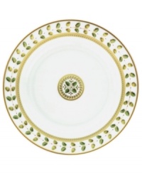For any elegant holiday affair the Bernardaud Constance Dinnerware Collection makes for timeless presentation of your seasonal fare. Ornate design inspired by the Empire Period with gold outlined acorn and oak leaves that symbolize strength and longevity. A dash a sage rims each piece behind a golden laurel vine while touches of red with gold trim further complement the pattern. A dramatic addition to any holiday table, also can be used as a display piece. For any elegant holiday affair the Bernardaud Constance Dinnerware Collection makes for timeless presentation of your seasonal fare. Ornate design inspired by the Empire Period with gold outlined acorn and oak leaves that symbolize strength and longevity. A dash a sage rims each piece behind a golden laurel vine while touches of red with gold trim further complement the pattern. A dramatic addition to any holiday table, also can be used as a display piece.