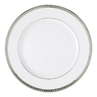 Beautiful, white Limoges porcelain with a dynamic platinum border, the geometric motif of the Athena collection creates a dimensional and graphic appearance. Also available with gold border. Beautiful, white Limoges porcelain with a dynamic platinum border, the geometric motif of the Athena collection creates a dimensional and graphic appearance. Also available with gold border.