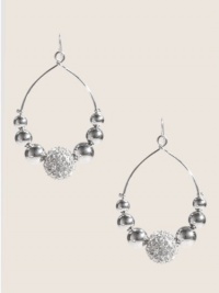 GUESS Silver-Tone Pave Hoop Earrings, SILVER GUESS Silver-Tone Pave Hoop Earrings, SILVER