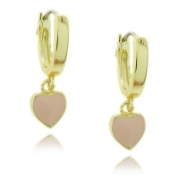 Lily Nily 18k Gold Overlay Pink Enamel Hanging Heart Children's Hoop Earrings Lily Nily 18k Gold Overlay Pink Enamel Hanging Heart Children's Hoop Earrings