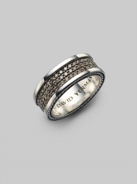 Three rows of cognac pavé diamonds are carefully laid into a narrow band of sterling silver. Logo engraving surrounds the inside of the band. From the Cognac Collection Pavé diamonds, 2.4 tcw Sterling silver About ¼ wide Imported Three rows of cognac pavé diamonds are carefully laid into a narrow band of sterling silver. Logo engraving surrounds the inside of the band. From the Cognac Collection Pavé diamonds, 2.4 tcw Sterling silver About ¼ wide Imported