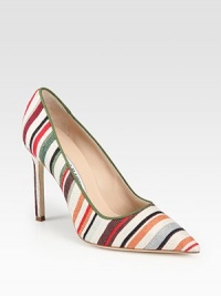 A classic point toe pump takes on lush suede with an exotic-inspired print. Self-covered heel, 4 (100mm)Suede upperPoint toeLeather lining and solePadded insoleMade in Italy A classic point toe pump takes on lush suede with an exotic-inspired print. Self-covered heel, 4 (100mm)Suede upperPoint toeLeather lining and solePadded insoleMade in Italy