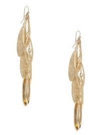 GUESS Gold-Tone Textured Feather Earrings, GOLD