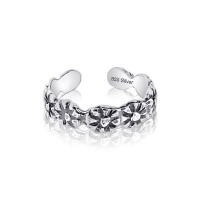 925 Sterling Silver Toe Ring Flower Blooming, One Size Fits All 925 Sterling Silver Toe Ring Flower Blooming, One Size Fits All