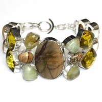 Picture Jasper Multi Gemstone Silver Bracelet Picture Jasper Multi Gemstone Silver Bracelet