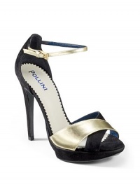 THE LOOKTwo-tone design of suede and metallic leatherOpen toeCrisscross vampAdjustable metallic leather ankle strapPadded insoleSelf-covered heel, 5 (125mm)Self-covered double platform, 1 (25mm)Compares to a 4 heel (100mm)THE MATERIALSuede and metallic leather uppersLeather lining and soleORIGINMade in Italy THE LOOKTwo-tone design of suede and metallic leatherOpen toeCrisscross vampAdjustable metallic leather ankle strapPadded insoleSelf-covered heel, 5 (125mm)Self-covered double platform, 1 (25mm)Compares to a 4 heel (100mm)THE MATERIALSuede and metallic leather uppersLeather lining and soleORIGINMade in Italy