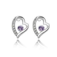 White Gold Swarovski Elements Crystal Heart Solitaire Studded Earrings White Gold Swarovski Elements Crystal Heart Solitaire Studded Earrings