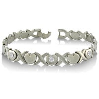 Stainless Steel Hugs and Kisses CZ. Bracelet 7 1/2 Stainless Steel Hugs and Kisses CZ. Bracelet 7 1/2