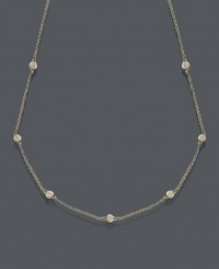 Glittering diamonds create a look of ultimate glamour. This Trio by Effy Collection necklace features seven stations of round-cut, bezel-set diamonds (1/5 ct. t.w.). Available in 14k gold. Approximate length: 16 inches + 2-inch extender. Glittering diamonds create a look of ultimate glamour. This Trio by Effy Collection necklace features seven stations of round-cut, bezel-set diamonds (1/5 ct. t.w.). Available in 14k gold. Approximate length: 16 inches + 2-inch extender.