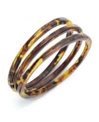 This style isn't just for sunglasses anymore. Trendy tortoise resin creates a cool, summery vibe on this 3 bangle set from Lauren by Ralph Lauren. Approximate diameter: 2-1/4 inches.