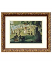 Among his most famous works in the pointillist style, A Sunday Afternoon on the Island of La Grande Jatte by Seurat brings a piece of art history into your home. A narrow gold frame with gray patina and sculpted florals makes a sophisticated statement. Among his most famous works in the pointillist style, A Sunday Afternoon on the Island of La Grande Jatte by Seurat brings a piece of art history into your home. A narrow gold frame with gray patina and sculpted florals makes a sophisticated statement.