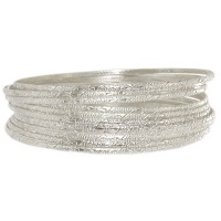 Set Of 10 Bangles In Silver Tone Set Of 10 Bangles In Silver Tone
