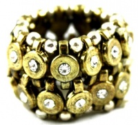 City Gypsies Antique Gold-Tone Stretch Ring with Crystal Accents Measures Over 3/4 Wide City Gypsies Antique Gold-Tone Stretch Ring with Crystal Accents Measures Over 3/4 Wide