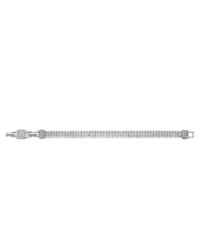 Arm yourself with the illusion of floating crystal. Mesh Swarovski bracelet crafted from three rows of clear round-cut crystal set in rhodium-plated mixed metal. Approximate length: 7-1/4 inches.