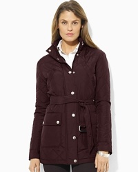 Cut for a classic fit from diamond-quilted microfiber, our belted jacket is the ultimate in cool-weather style. Cut for a classic fit from diamond-quilted microfiber, our belted jacket is the ultimate in cool-weather style.