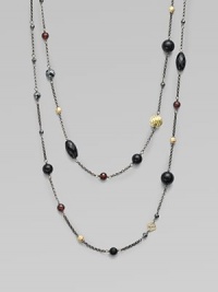 This delicately long design features garnet, hematite, black onyx and 18k gold station beads in various sizes and shapes. Garnet, hematite, black onyx and 18k gold beadsBlacked sterling silverLength, about 36Slip-on styleImported This delicately long design features garnet, hematite, black onyx and 18k gold station beads in various sizes and shapes. Garnet, hematite, black onyx and 18k gold beadsBlacked sterling silverLength, about 36Slip-on styleImported