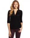 BCBGMAXAZRIA Women's Woven V-Neck Sportswear Top