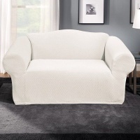 Sure Fit Stretch Stone 1-Piece Loveseat Slipcover, White Sure Fit Stretch Stone 1-Piece Loveseat Slipcover, White