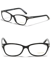 Rounded wayfarer frames with signature T detail at temples, a stylish look from Tom Ford. Rounded wayfarer frames with signature T detail at temples, a stylish look from Tom Ford.