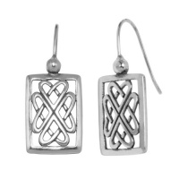 Sterling Silver Celtic Design Square Dangle Earrings Sterling Silver Celtic Design Square Dangle Earrings