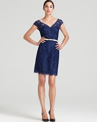 Delicate lace lends romantic inspiration to a classic Lilly Pulitzer dress, finished with cap sleeves and a scalloped hem for pure feminine charm. Delicate lace lends romantic inspiration to a classic Lilly Pulitzer dress, finished with cap sleeves and a scalloped hem for pure feminine charm.