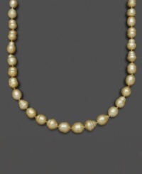 Like individual nuggets of gold, these pearls feature a unique, asymmetrical texture and design. Belle de Mer's rich necklace features golden cultured south sea pearls (9-11 mm) set in 14k gold. Approximate length: 18 inches. Like individual nuggets of gold, these pearls feature a unique, asymmetrical texture and design. Belle de Mer's rich necklace features golden cultured south sea pearls (9-11 mm) set in 14k gold. Approximate length: 18 inches.