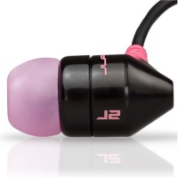 JBuds J2 Premium Hi-FI Noise Isolating Earbuds Style Headphones (Black/Hot Pink)