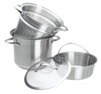 Calphalon Contemporary Stainless 8-Quart Pot with Glass Lid and 2 Inserts Calphalon Contemporary Stainless 8-Quart Pot with Glass Lid and 2 Inserts