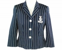 Lauren by Ralph Lauren Jacket, Carmona Three Quarter Sleeve Striped City Navy/Angelic Cream 12P Lauren by Ralph Lauren Jacket, Carmona Three Quarter Sleeve Striped City Navy/Angelic Cream 12P