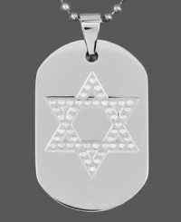 Symbolically stylish. This intricate dog tag pendant for men features a Star of David design crafted from round-cut diamonds (1/2 ct. t.w.). Set in stainless steel. Approximate length: 24 inches. Approximate drop length: 1-3/4 inches. Approximate drop width: 1 inch.