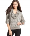 Studio M's cowlneck top is chic with dolman sleeves and a variegated knit.